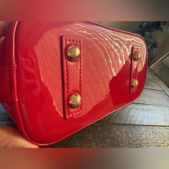 Red Vernis Alma BB Satchel with Gold Hardware,  New - Picture 13 of 17